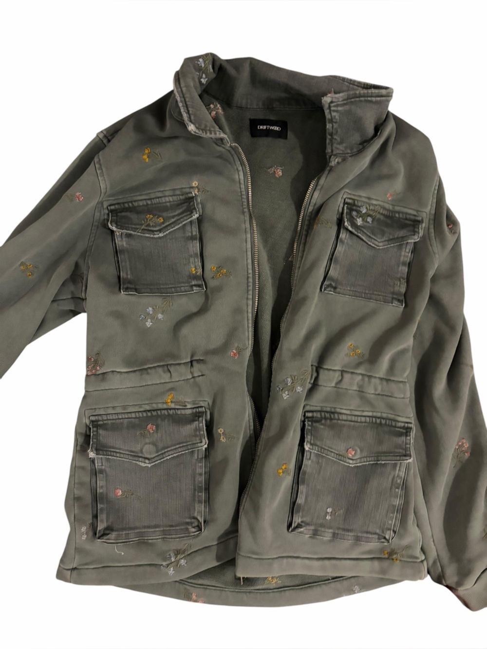 Dirty Laundry Olive Green Embroidered Cargo Pants